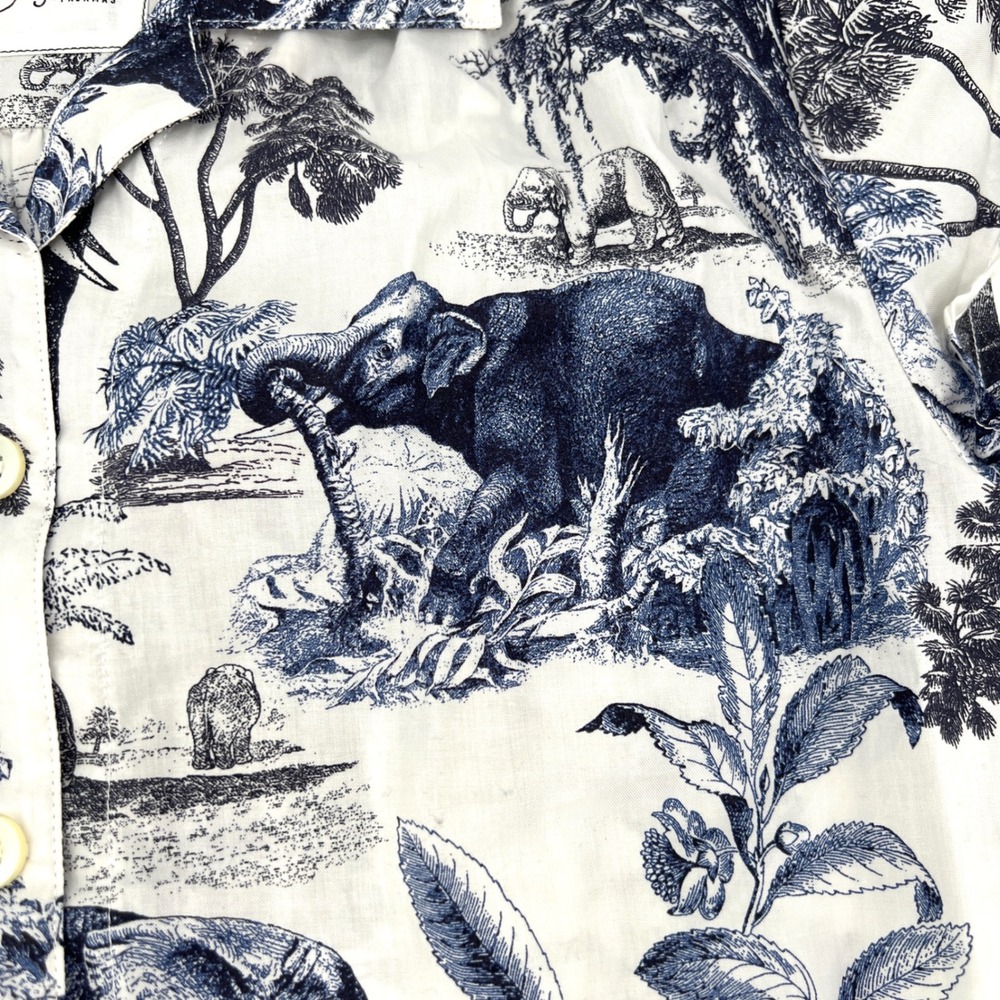The Cat's Pajamas Safari Toile Luxe Pima Cotton Capri Pajama Set Size S Elephant - Picture 4 of 13